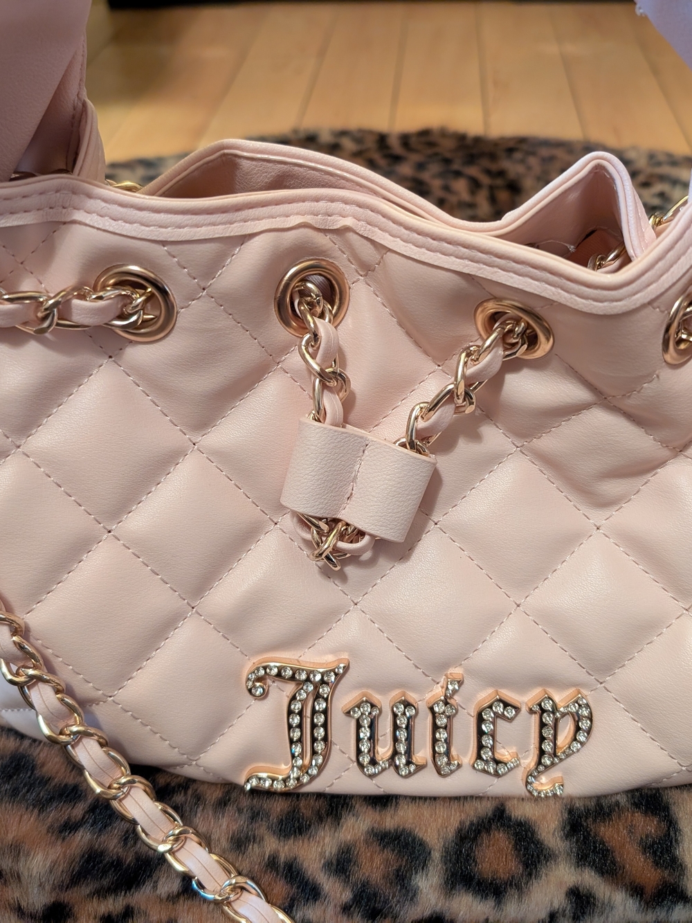 Juicy Couture Quilted Pink Chain-Handle Shoulder Bag